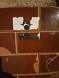 Autocollant sur une façade de maison du Cabanyal (Valence) en train de disparaître