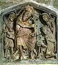 Vestibule. Relief serment sur les reliques.