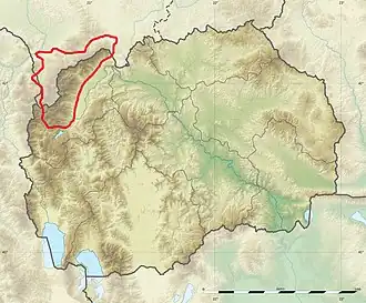 Carte de localisation des monts Šar en Macédoine du Nord.
