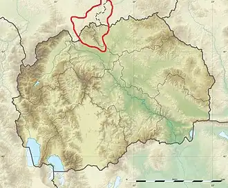 Carte de localisation de la Skopska Crna Gora en Macédoine du Nord.