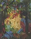 August Macke, Jeunes baigneuse, avec ville en arrière-plan