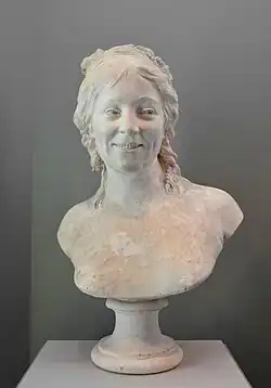 Jean-Antoine Houdon, Madame Houdon, 1786 (portrait au naturel). Plâtre original, H. 48&nbsp;cm. Paris, musée du Louvre.