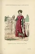 Madeleine de France tenant un faucon sur son poing, d'après une illustration du XIXe&nbsp;siècle.