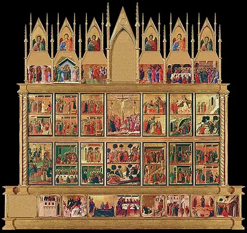 La même Maestà vue de dos. Ici, l'ensemble reconstitué.