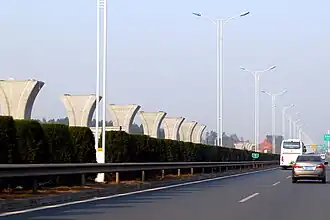 Un tronçon de la ligne lors de sa  construction en janvier 2015.