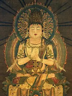Buddha Vairocana. Détail d'un rouleau suspendu, H. totale 150 cm. XIIe&nbsp;siècle