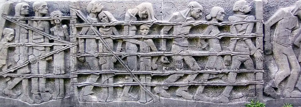 Détail du monument contre la guerre Mahnmal Bittermark (de), Dortmund (Allemagne).