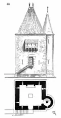 Escalier à marches engagées dans la muraille d'une maison médiévale (Viollet-le-Duc, 1856)