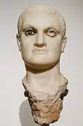 Portrait d'homme. Antinoé ? Après 130 EC ? Marbre incrusté de cuivre et pierres dures. Louvre