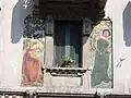 Casa Galimberti, figures sur la façade sur via Malpighi