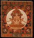 Mandala de Chandra, dieu de la lune, Népal. Détrempe sur tissu. Fin du XIVe&nbsp;siècle ou début du XVe&nbsp;siècle