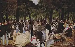 La Musique aux Tuileries d'Édouard Manet où Albert de Balleroy est représenté assis.