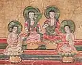 Les quatre prophètes, de gauche à droite : Mani, Zoroastre, Bouddha et Jésus.