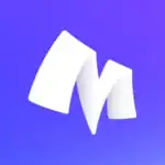 M blanc sur fond bleu