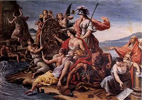 Alegoría de las Bellas Artes exaltando a la Real Sociedad Económica Aragonesa de Amigos del País, 1785.