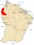 En rouge le territoire communal d'Apatou.