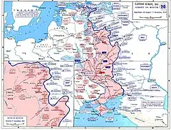 Carte couleur centrée sur Kiev, montrant l'encerclement de Kiev.