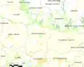 Carte de la commune de Kergrist-Moëlou et des communes avoisinantes.