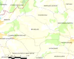 Carte de la commune de Brunelles.