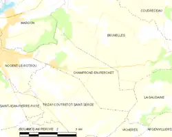 Carte de la commune de Champrond-en-Perchet.