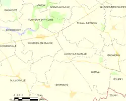 Carte de la commune de Loigny-la-Bataille, 2012.