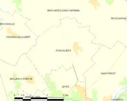 Carte de la commune de Poisvilliers.