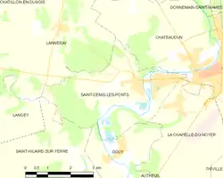 Carte de la commune de Saint-Denis-les-Ponts.
