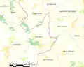 Carte de l'ancienne commune de Quelneuc et des communes avoisinantes.
