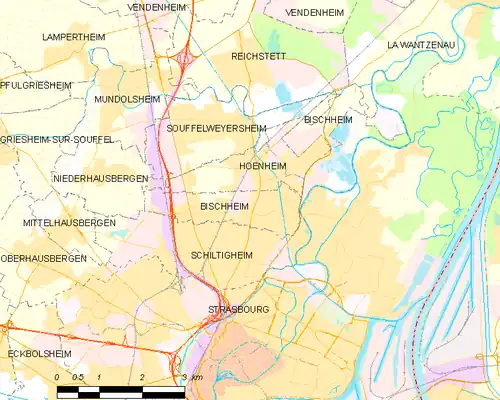 Cartes des communes au nord de Strasbourg.