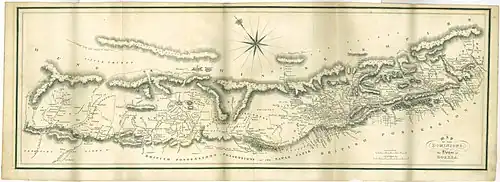 Carte ancienne d'un pays montagneux.