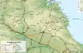 Carte topographie du massif de Strandja.