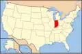 Carte montrant l'État de l'Indiana