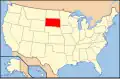 Carte montrant l'État du Dakota du Sud