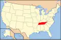 Carte montrant l'État du Tennessee