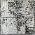 Carte des Amériques faisant apparaître l'île de Davis (Jonghe, 1770).