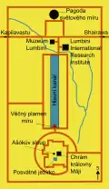 Plan schématique du site de Lumbini, selon le projet de Kenzô Tange.