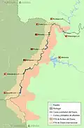 Carte des Saltos do Douro incluant les barrages portugais de cette zone du Douro qui ne font pas partie de «Saltos do Douro».