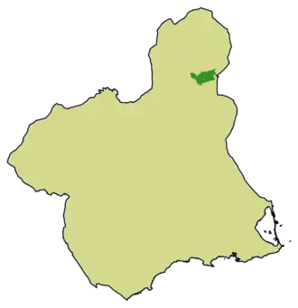 Carte de localisation simplifiée au sein de la région de Murcie.