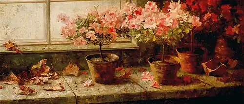 Marie Egner,Azalées à la fenêtre, c.1895