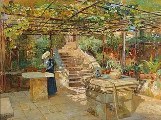 Marie Egner,Sur une terrasse ensoleillée, c.1900