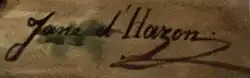 signature de Jane d'Hazon de Saint-Firmin