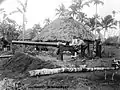 Des marines américains et un canon naval à Upolu, en 1899.