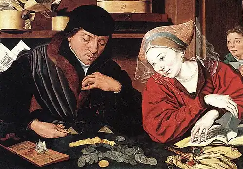 Marinus van Reymerswaele, Le Changeur et sa femme (1re moitié du XVIe siècle).