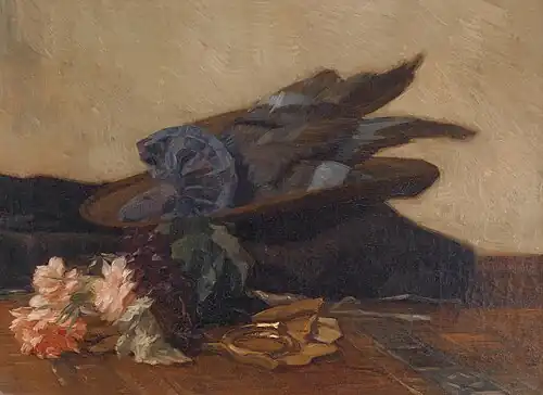 Nature morte avec chapeau et roses.