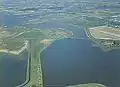 Vue aérienne,à gauche le Markiezaatskadeà droite le Markiezaatsmeer
