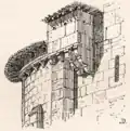 La bretèche de la façade nord, dessin de Léo Drouyn (1880)