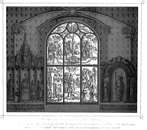Crépin et Crépinien - Vitrail de l'église de l'hôpital des Quinze-Vingts à Paris.