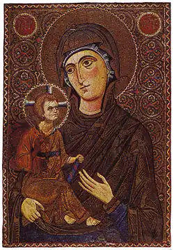 Vierge à l'Enfant. Vierge Hodégétria. Icône mosaïque début XIIIe&nbsp;siècle. Monastère Sainte-Catherine du Sinaï.