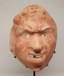 Masque décoratif en terre cuite, « maison aux masques » - Musée gallo-romain de Fourvière