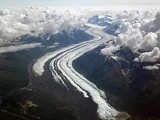 Vue aérienne du glacier Matanuska.